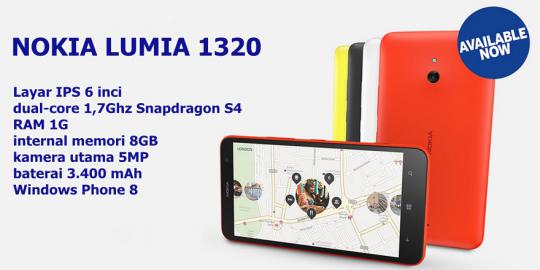 Nokia Lumia 1320 hadir di Indonesia, dibanderol Rp 4 jutaan