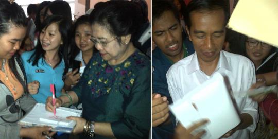 Minta tanda tangan, mahasiswa Ubaya serbu Mega-Jokowi
