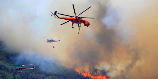 Padamkan kebakaran hutan di Riau, 7 helikopter tembakan bom air