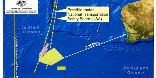Lokasi pencarian pesawat MH370 di Samudera Hindia digeser