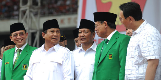Tiba di markas PPP, Prabowo tertawa kencang bersama SDA