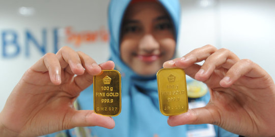 Dua hari harga emas hanya naik Rp 1.000 per gram