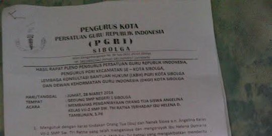 Desakan PGRI Sibolga ke orang tua siswa yang gunting rambut guru