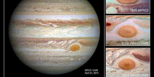 Bintik raksasa Jupiter yang kini mengecil