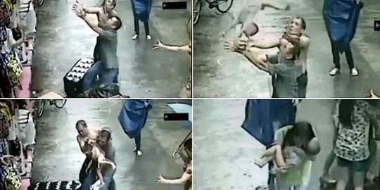 Video dramatis lelaki di China selamatkan bayi jatuh dari gedung