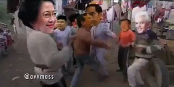 Di dua video ini, Jokowi dan Prabowo akur goyang bareng