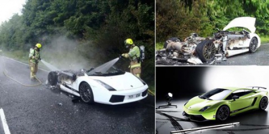 Lambo Gallardo Superleggera mendadak terbakar di jalan tol!