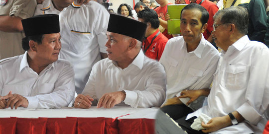 Survei: Suara di Jawa Jokowi-JK 55,4%, Prabowo-Hatta 33,8%