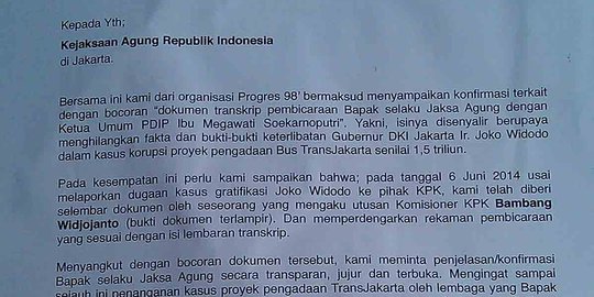 Ini transkrip diduga Mega & jaksa agung,tapi tanpa bukti rekaman