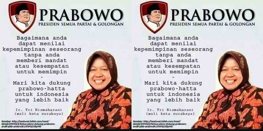 'Bu Risma tak pernah bikin foto dukung Prabowo'