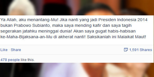 maut dan tuhan jika prabowo kalah