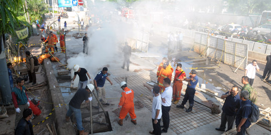 Pipa PGN terbakar di Sudirman,pegawai keluhkan bau gas menyengat