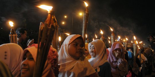 Kemeriahan pawai obor di Ibu Kota sambut Idul Fitri 1435 H