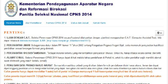 Tiap hari, web pendaftaran CPNS online dikunjungi 1 juta orang