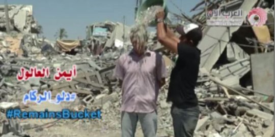 Warga Gaza bikin Tantangan Ember Es diganti puing bangunan