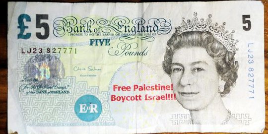Uang di Inggris ada cap pro-Palestina dan boikot Israel