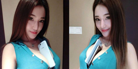 Model seksi asal China punya payudara serbaguna