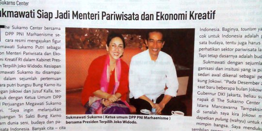 Sukmawati pasang iklan di majalah ingin jadi menteri Jokowi