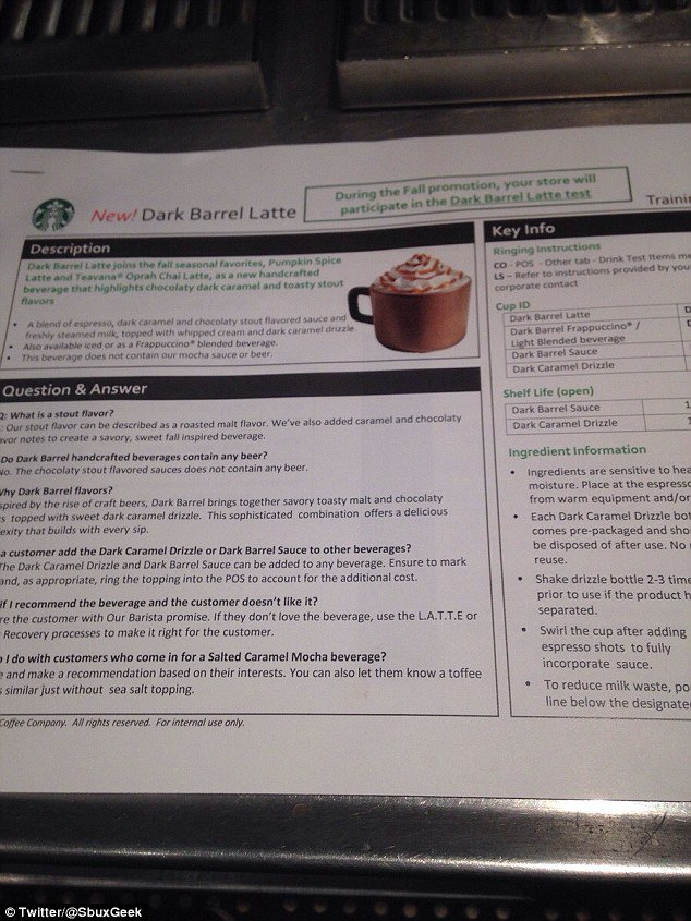 starbuck barrel latte