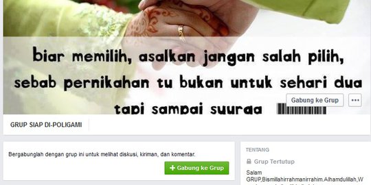 Ada grup Siap Di-Poligami di FB, membernya 33 ribu