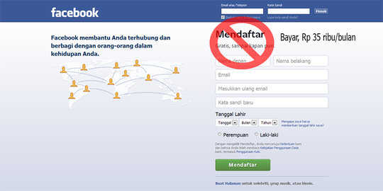 Per 01 November, pakai Facebook harus bayar Rp 35 ribu itu hoax