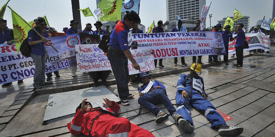 Tuntut outsourcing dihapus, penambang minyak demo di HI