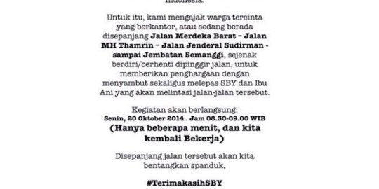 Beredar imbauan warga untuk melepas SBY dari Istana-Semanggi