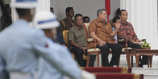 SBY dan Jokowi ikut geladi bersih upacara pisah sambut di Istana