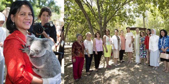 Iriana Jokowi bermain koala bersama ibu negara peserta KTT G20