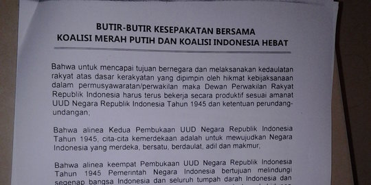 Ini isi perjanjian KMP dan KIH akhiri kisruh di DPR