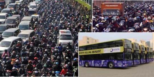 Sepeda motor dibatasi di Jakarta, bus tingkat pengganti cuma lima