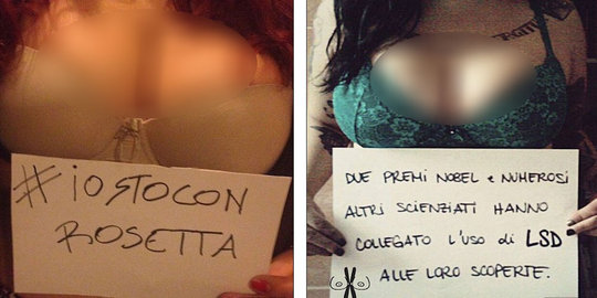 Gadis Italia ramai-ramai foto selfie belahan dada