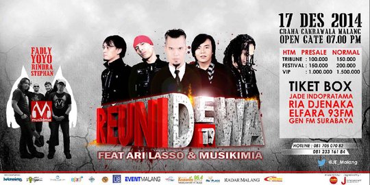 Konser tiket Dewa 19 di Malang seharga Rp 1.500.000