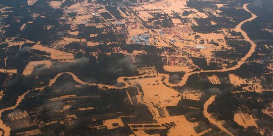 Pandangan udara banjir Malaysia, Kota Bharu jadi lautan