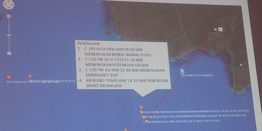 Basarnas: Serpihan ditemukan sekitar 200 meter dari pantai