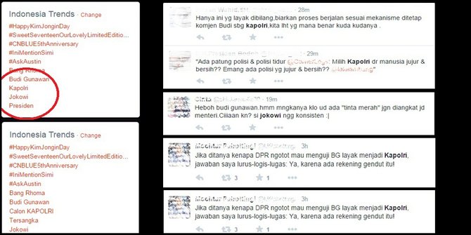 komjen budi dan presiden jokowi jadi trending topik twitter