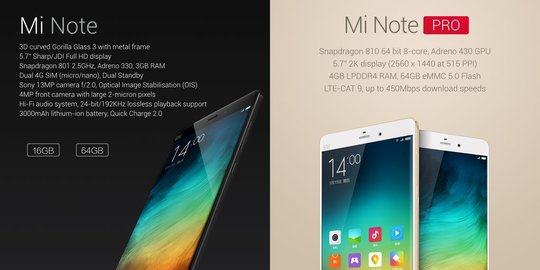Ini dia harga dan jadwal penjualan Xiaomi Mi Note dan Mi Note Pro