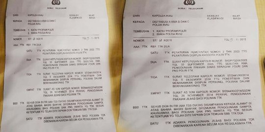 Beredar telegram Polda Riau larang Polwan berjilbab