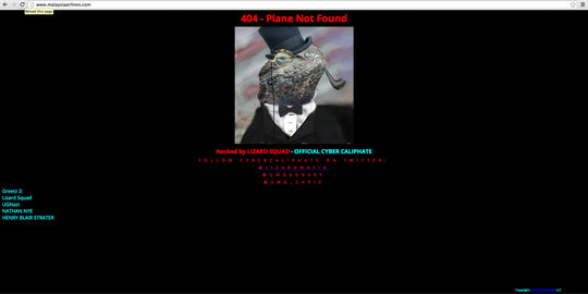 Situs Malaysia Airlines diretas hacker
