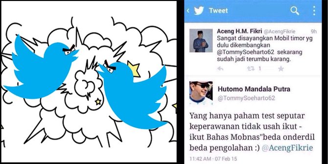 Kisruh Mobnas, Aceng Fikri dan Tommy Soeharto saling ejek di Twitter