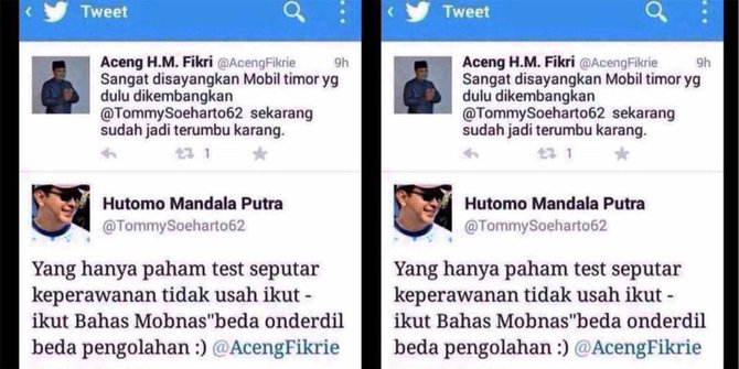 Lucunya Aceng Fikri dan 'Tommy Soeharto' saling sindir soal mobnas