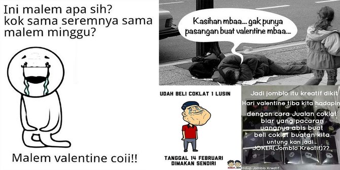 Ini meme ledek jomblo kesepian saat Valentine yang bikin ngakak