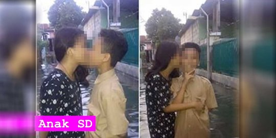 Foto anak SD ciuman di tengah banjir dihujat netizen