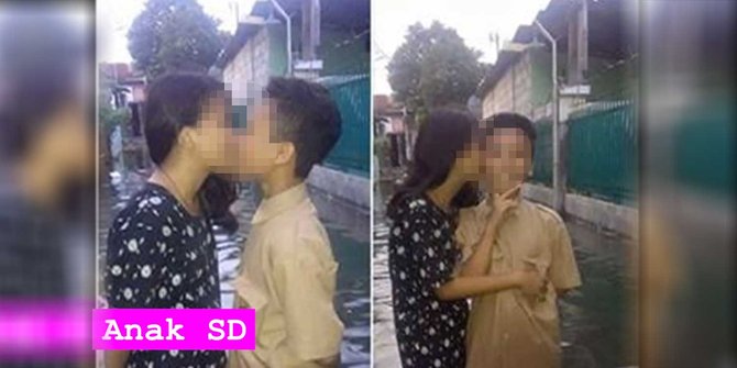 Foto anak  SD  ciuman di tengah banjir dihujat netizen 