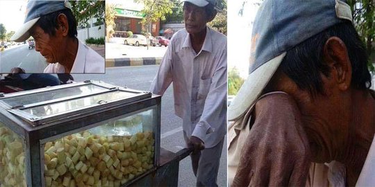 Kisah sedih kakek penjual tebu menangis dagangan tak laku seharian