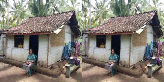 Derita janda tinggal di gubuk reyot, setiap hari makan nasi garam