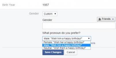 facebook gender