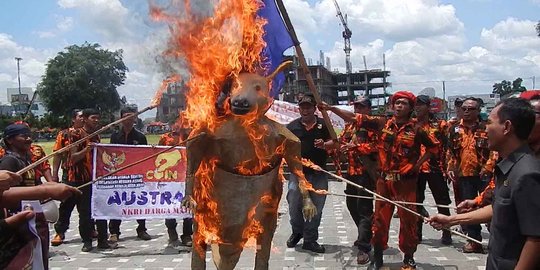 Desak Bali Nine dieksekusi, PP demo & bakar kanguru di Alun-alun