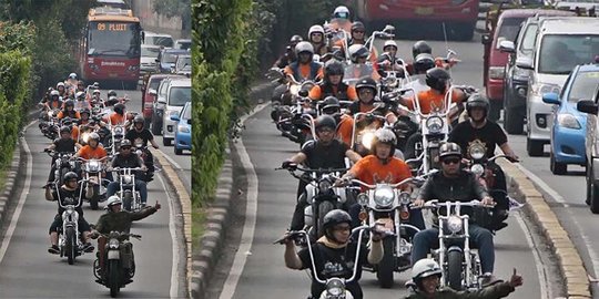 Aksi rombongan Harley Davidson gagah-gagahan di busway ini dikecam