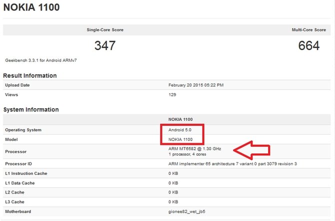 nokia 1100 geekbench